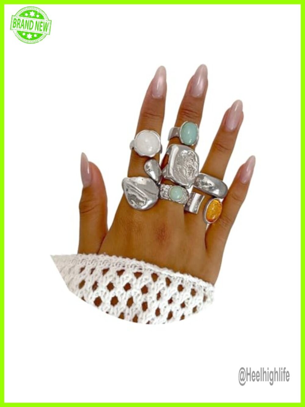 Chunky Gold Square Knuckle Statement Rings Set Geometric Jewelry Gift